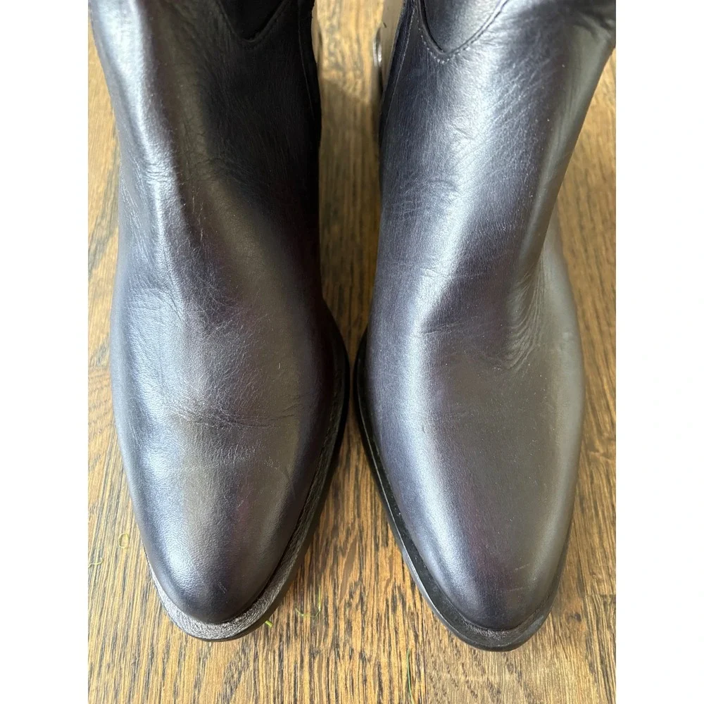 Dolce Vita Womens Black Leather Knee High Pointed Toe Block Heel Boots Size 6.5M